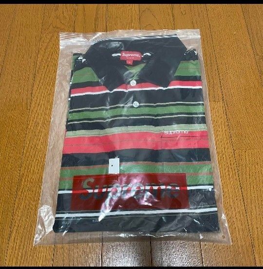 Supreme Multi Stripe pique Polo 黒 L 新品未使用