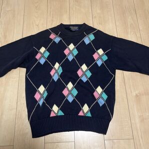 ブルックスBROTHERS アーガイル柄ニット ネイビー