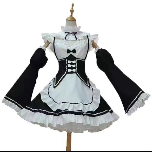 新品匿名発送 メイド服 コスプレ 衣装 仮装 Mサイズ アクセサリー付き ゼロ ラム