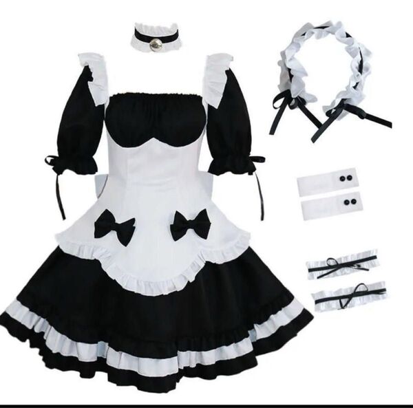 新品匿名発送メイド服セット Lサイズ アクセサリー付き コスプレ ロリタ