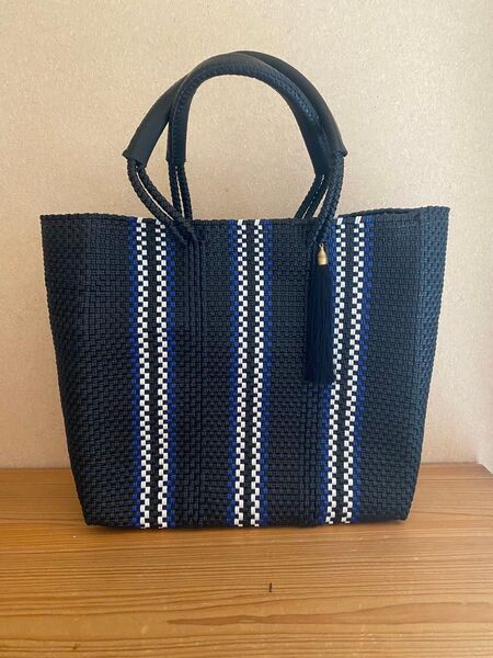 レザータグ無し WOVEN ストライプ かごバッグ