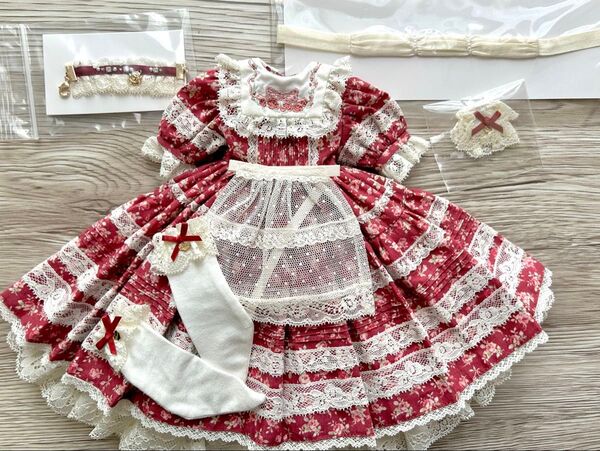 【SDM/MDD】Rose Garden ワンピース セット (ベリーレッド S) ドール服