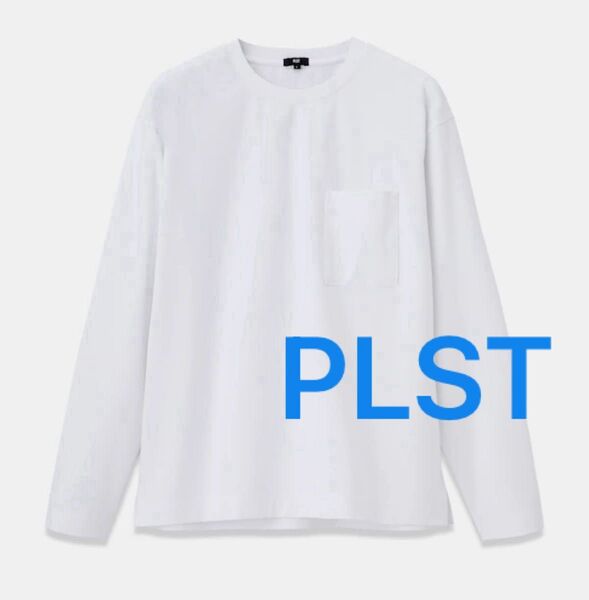 PLST プラステ ストレッチコットン ポケット付 長袖 Tシャツ【美品】ホワイト色 Lサイズ