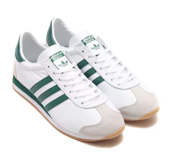 adidas COUNTRY OG グリーン×ホワイト ヒモ新品 徹底洗浄・ホワイトニング・オイル塗布済み 27.0cm