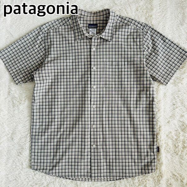patagonia パタゴニア オーガニックコットン 半袖シャツ レギュラーカラー チェック マルチカラー L