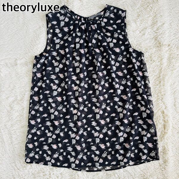 【完売品23ss】近年モデル theoryluxe セオリーリュクス シアーブラウス ノースリーブ 小花柄 ブラック M