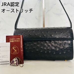 【極美品】JRA認定 ワンショルダーバック オーストリッチ 本革 ブラック