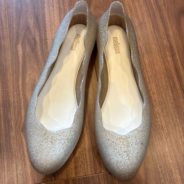 melissa グリッターシルバー フラットシューズ