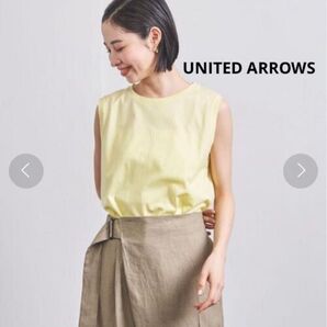 UNITED ARROWS(ユナイテッドアローズ) ボタニカルダイ ノースリーブ TシャツWレモン日本製