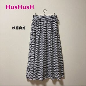 HusHusH(ハッシュアッシュ) 総柄フレアスカート サイドリボンイージーケア
