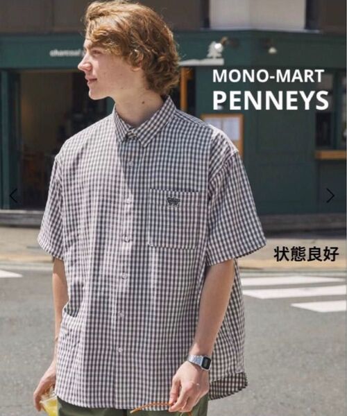 MONO-MART ペニーズ 別注 タイガーロゴ ワッペン刺繍レギュラーカラーギンガムチェック半袖シャツ ユニセックス
