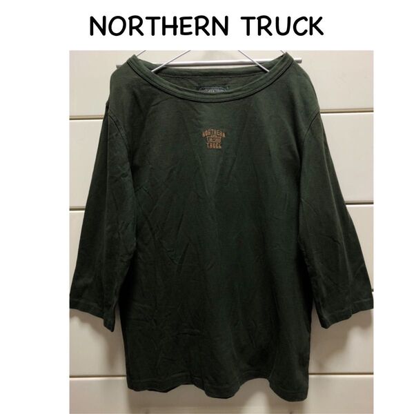 NORTHERNTRUCK 刺繍英字 七分袖 コットン ロンT M カーキ グリーン ノーザントラック カットソー
