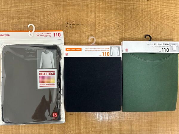 子供服 110cm ヒートテック 長袖Tシャツ 半袖Tシャツ 3点セット UネックT UNIQLO ユニクロ