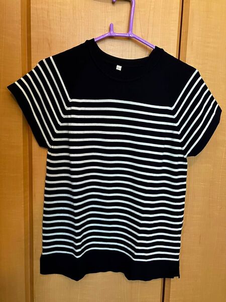 カットソー ボーダー サマーニット ネイビー×ホワイト Lサイズ 新品 未使用品