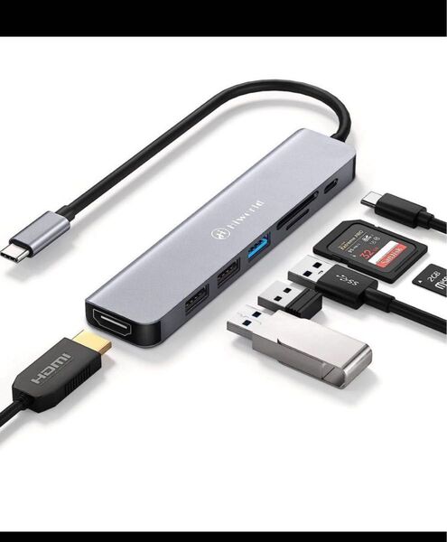 USB C ハブ 7-in-1 ドッキングステーション トリプルディスプレイ Type C ハブ 変換アダプタ【4K HDMI