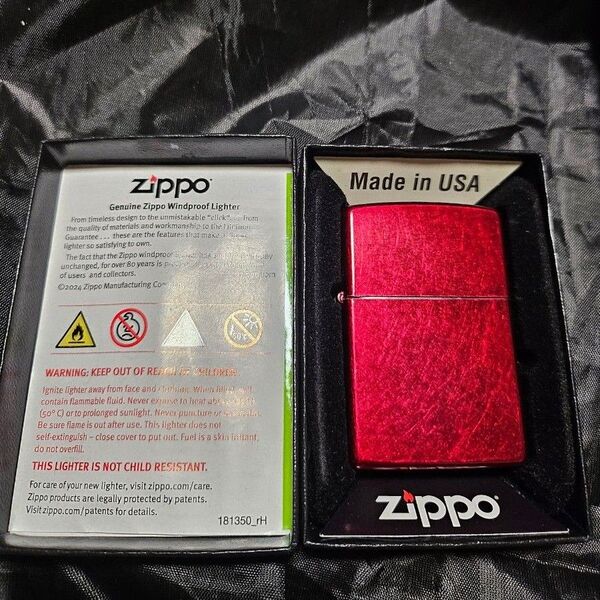 2回使用 キレイ ZIPPO ジッポ キャンディーアップルレッド 着火確認済み