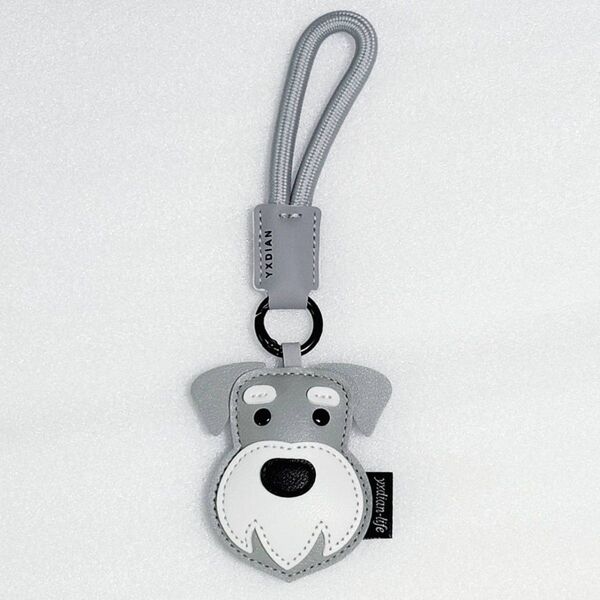 ミニチュアシュナウザー バッグチャーム 犬 マスコット キーホルダー 新品 シュナウザー 未使用 グレー チャーム アクセサリー