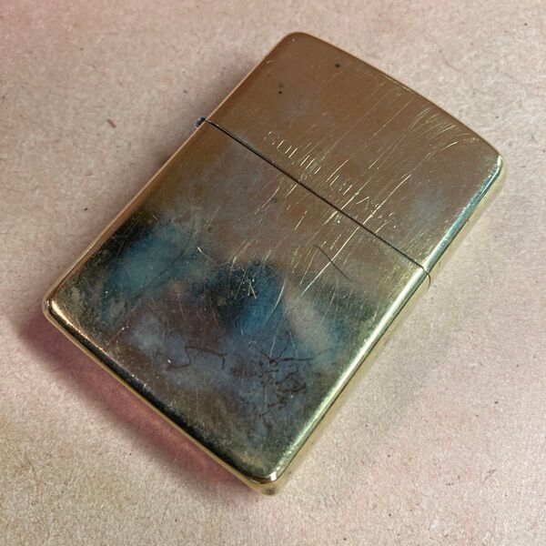 ZIPPO ジッポー 真鍮 無垢 ソリッドブラス solid brass ダブルイヤー ゴールドインナー 金 1989年
