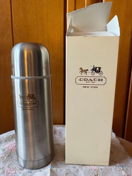 ☆ COACH 保温保冷ステンレス製魔法瓶 水筒 ボトル 箱付き シルバー 未使用 ☆