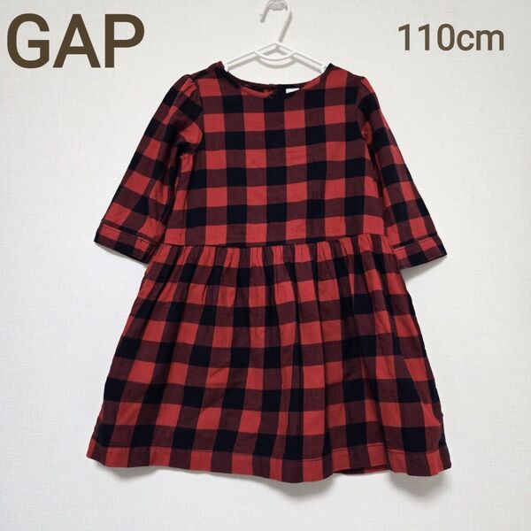 babyGAP チェック柄 ワンピース ブロックチェック 赤 110cm 子供服 キッズ 女の子 ガールズ