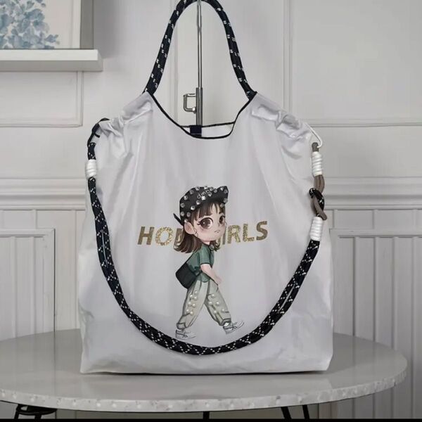 刺繍トート バッグ エコバッグ 女の子 ショルダー紐付き