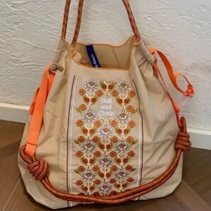 刺繍エコバッグ トートバッグ 花柄 レトロ ショルダー紐付き