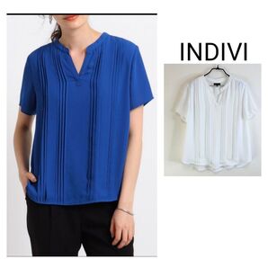 indivi【洗える】Vネックジョーゼットブラウス