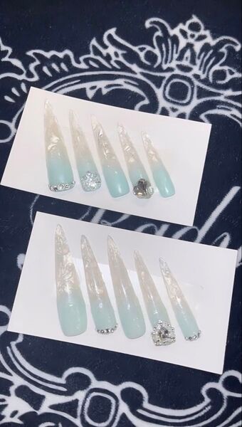 【美品】ガラスグラデーションネイル レディース