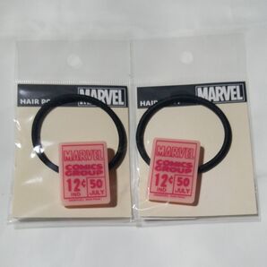 MARVEL マーベル ロゴスクエア ヘアポニー ピンク SPAP1512EM 髪飾り 髪ゴム 未使用 2個セット