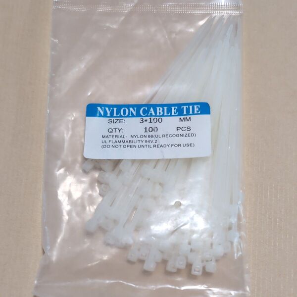 タイラップ 結束バンド インシュロック ケーブルタイ ナイロン 幅3mm 長さ10cm ホワイト