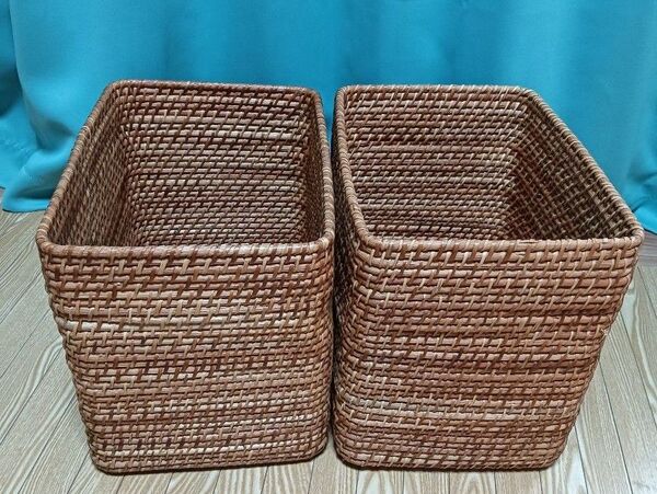 収納バスケット ラタン かご 2個セット 無印良品