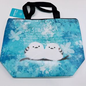 新品★大きめサイズ しまえなが 保冷バッグ クーラーバッグ ランチバッグ 水色 鳥 シマエナガ エコバッグ