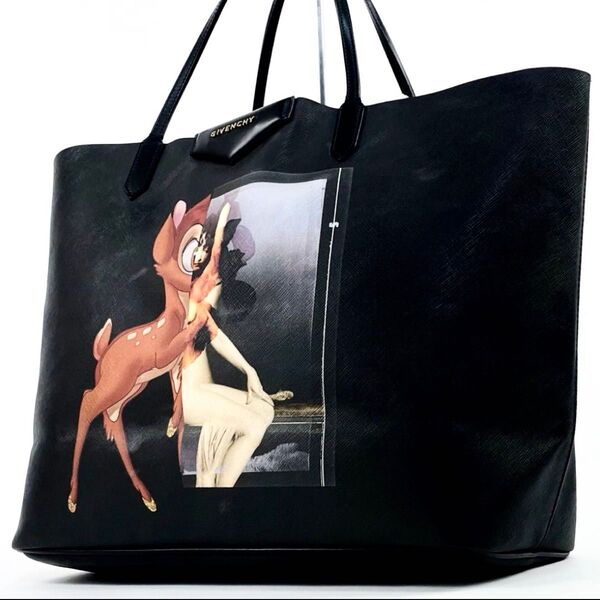 美品 希少 GIVENCHY ジバンシィ トートバッグバンビA4収納 大容量ブラック 黒レザー正規品レディース