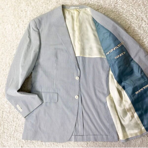 Paul Smith LONDON ポールスミス ロンドン テーラードジャケット サックスブルー ストライプ X3 (XLサイズ)