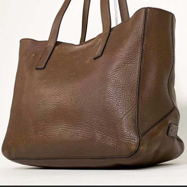 TOD’S トッズ トートバッグ レザー A4可能 大容量 ブラウン 茶系 メンズ レディース ユニセックス ビジネス 通勤