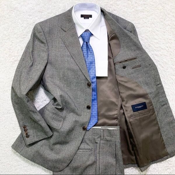 BURBERRY バーバリー セットアップ グレンチェック AB6サイズ(L相当)カシミヤ混 羊毛(ウール)メンズ ビジネス 通勤