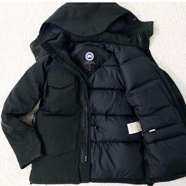 CANADA GOOSE カナダグース ダウンジャケット ブラック 黒 正規品 サイズ S/P (Sサイズ相当) フード ロゴ