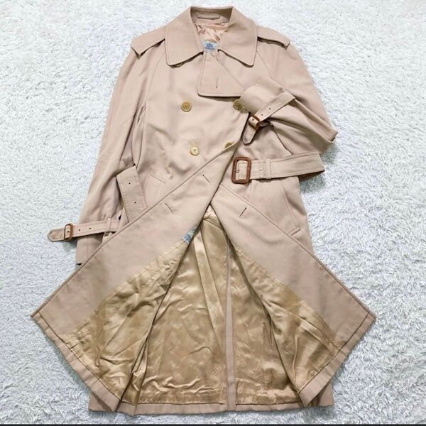 Aquascutum アクアスキュータム トレンチコート ベージュ系 Lサイズ相当 ベルト バックル 英国製 レディース