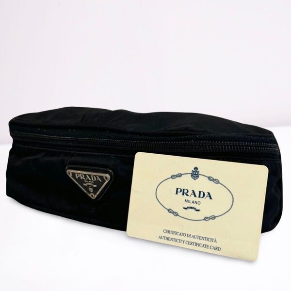 PRADA プラダ MV452 ナイロンポーチ コスメポーチ 化粧ポーチ 小物入れ 黒 ナイロン ギャランティーカード 男女兼用