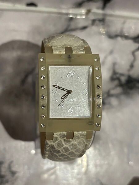 【SWATCH/スウォッチ/ユニセックス/蛇柄レザーベルト/稼働品】