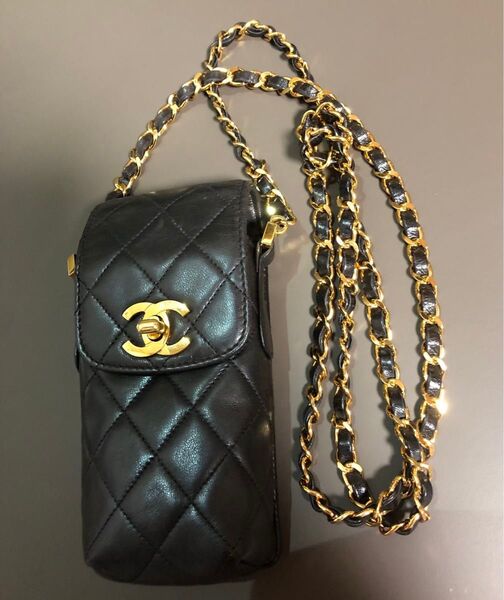 CHANEL スマホショルダー スマホショルダー ショルダーバッグ シャネル CHANEL ブラック ターンロック マトラッセ