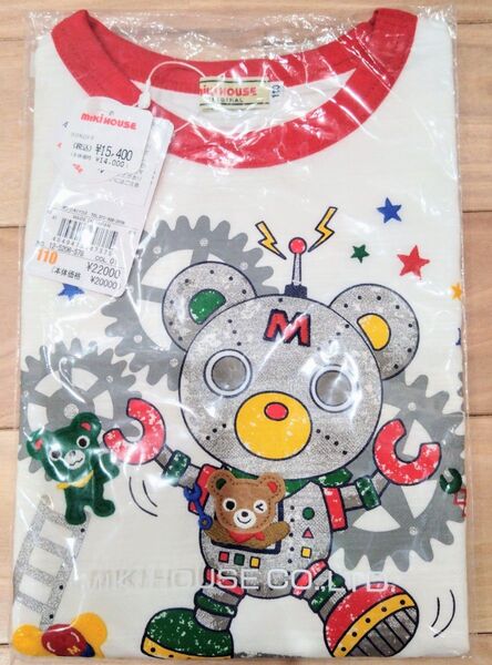 ミキハウス 新品 110 Tシャツ 半袖 プッチー ロボット メカ 豪華 白 2 日本製