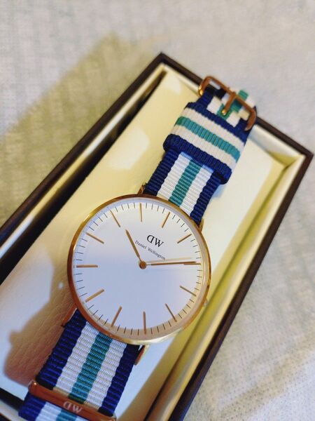 Daniel Wellington 腕時計 ゴールド ネイビー グリーン ストライプ