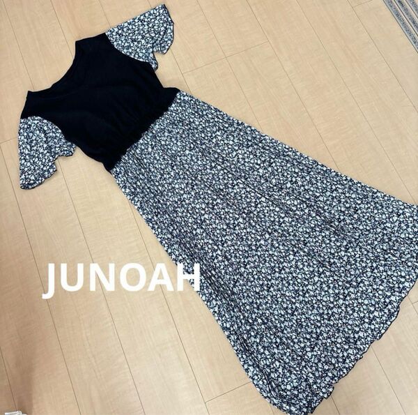 JUNOAH ジュノア 花柄 ロングワンピース ガーリー 春服 夏服 ワンピース 切替