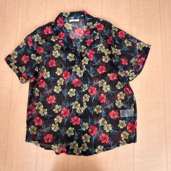 jouetie ジュエティ アロハシャツ 花柄 半袖シャツ 透け感あり