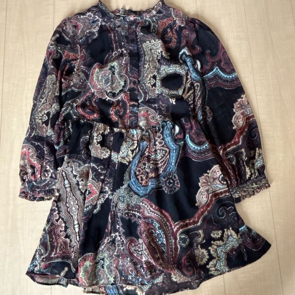 ZARA ザラ ペイズリー柄 長袖チュニック 透け感あり トップス チュニック ワンピース