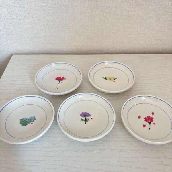 松久節子 花絵変わり小皿 日本の四季の花 小皿 豆皿 和食器 花柄