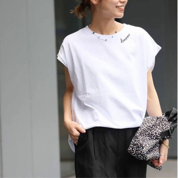ジャーナルスタンダード レリューム 刺繍ロゴフレンチTEE 新品未使用 2024SS ホワイト