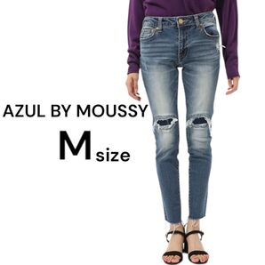 【美品】AZUL BY MOUSSY REPAIR DENIM SKINNY M デニム ストレッチ スキニー ジーンズ