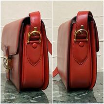 激レア 希少カラー VINTAGE OLD CELINE ホースキャリッジ ショルダーバッグ レッド 馬車金具 年代物 ヴィンテージバッグ 希少 斜め掛け_画像8